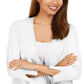 JM Collection Women's Mixed Ribbed Split Sleeve Cardigan White Size X-Large