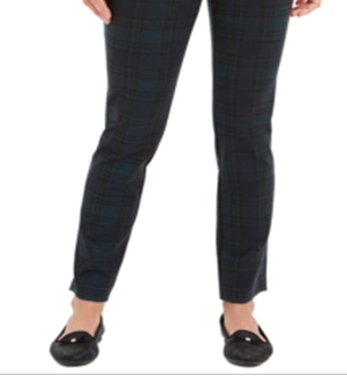 Charter Club Women's Plaid Pull on Pants Green Size 16 Petite
