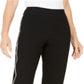 JM Collection Women's Petite Diamonte Side-Striped Capri Pants  Black Size Petite M