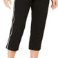 JM Collection Women's Petite Diamonte Side-Striped Capri Pants  Black Size Petite M