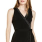 INC International Concepts Women's Studded Trim Faux Wrap Dress Black Size Petite S