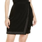 INC International Concepts Women's Studded Trim Faux Wrap Dress Black Size Petite S
