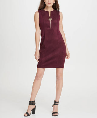 DKNY Women's Suede Ponte Combo Logo Zi Cabarnet 12