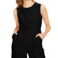 Calvin Klein Women's Textured Sleeveless Jumpsuit Black Size 8