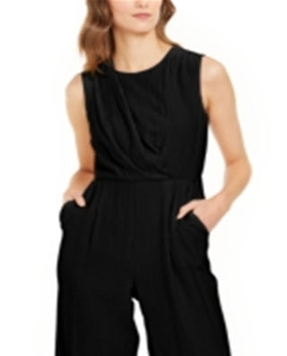 Calvin Klein Women's Textured Sleeveless Jumpsuit Black Size 8