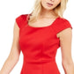Calvin Klein Women's Cap Sleeve Above the Knee Sheath Dress Red Size 14