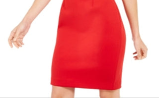 Calvin Klein Women's Cap Sleeve Above the Knee Sheath Dress Red Size 14