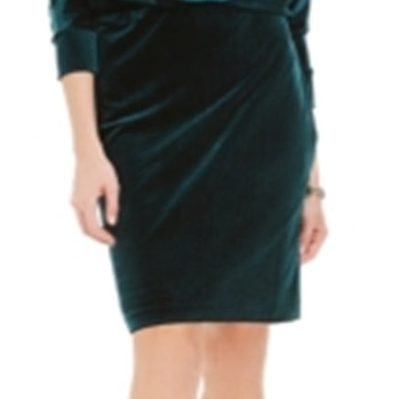 Jessica Howard Women's 3/4 Sleeve Knee Length Sheath Dress Green Size 14 Petite