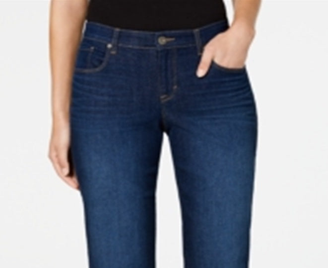 Style & Co Women's Curvy-Fit Cuffed Boyfriend Jeans  Blue Size 2