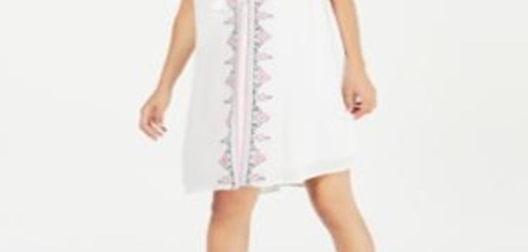Style & Co Women's Embroidered Tassel Tie Dress White Size XX-Large