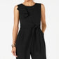 Jessica Howard Women's Cascading Ruffle Ruched at Side Sleeveless Jewel Neck Evening Cropped Jumpsuit Black Size 14