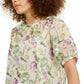 INC International Concepts Women's Puff Sleeve Floral Blouse White Size X-Large