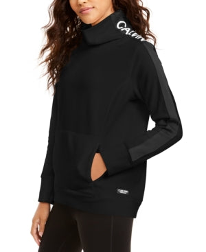 Calvin Klein Women's Performance Fleece Mock-Neck Sweatshirt Black Size Large