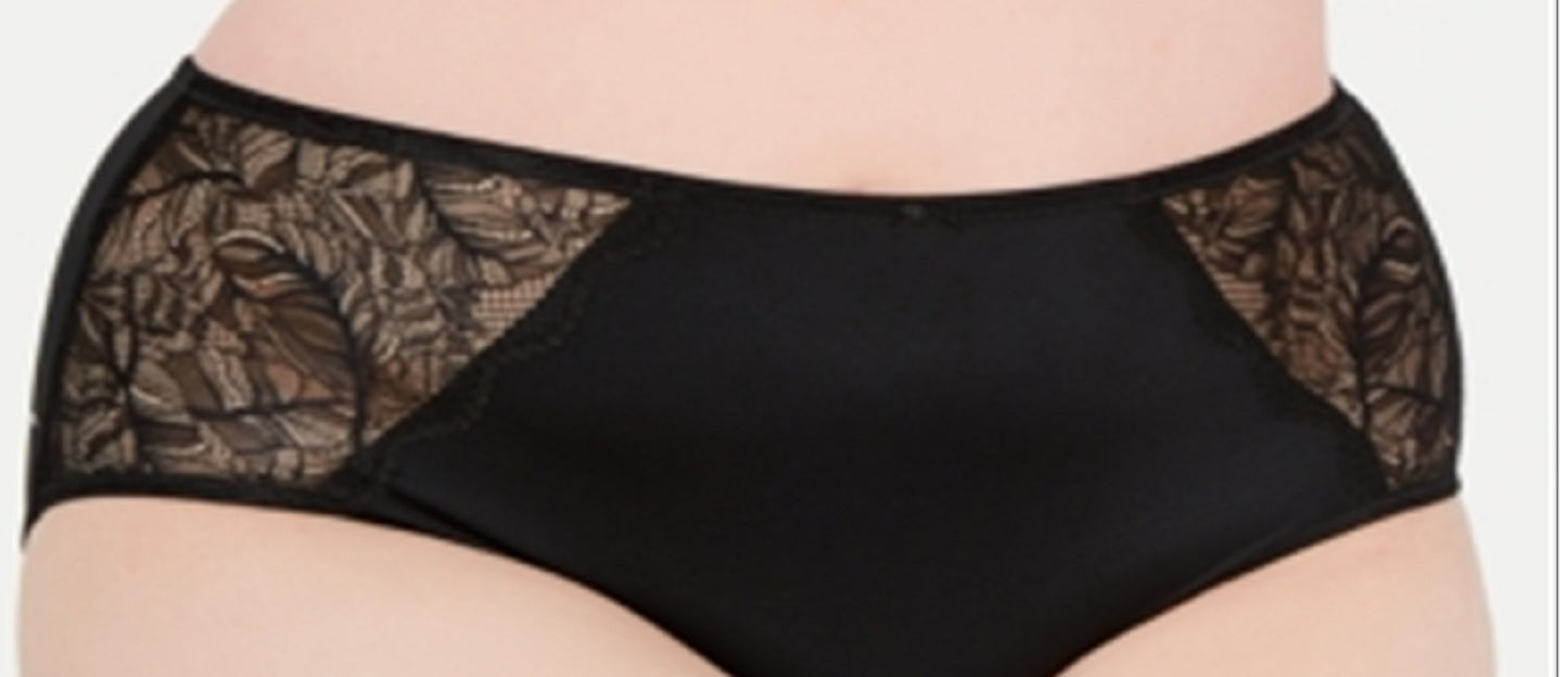 INC International Concepts Women's Plus Lace Inset Bikini Hipster Panty Black Size 2X