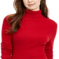 Style & Co Women's Ribbed Turtleneck Sweater Red Size Petite M