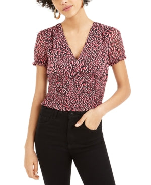 Bar Bar III Women's Printed Peplum Crop Top Black Size M