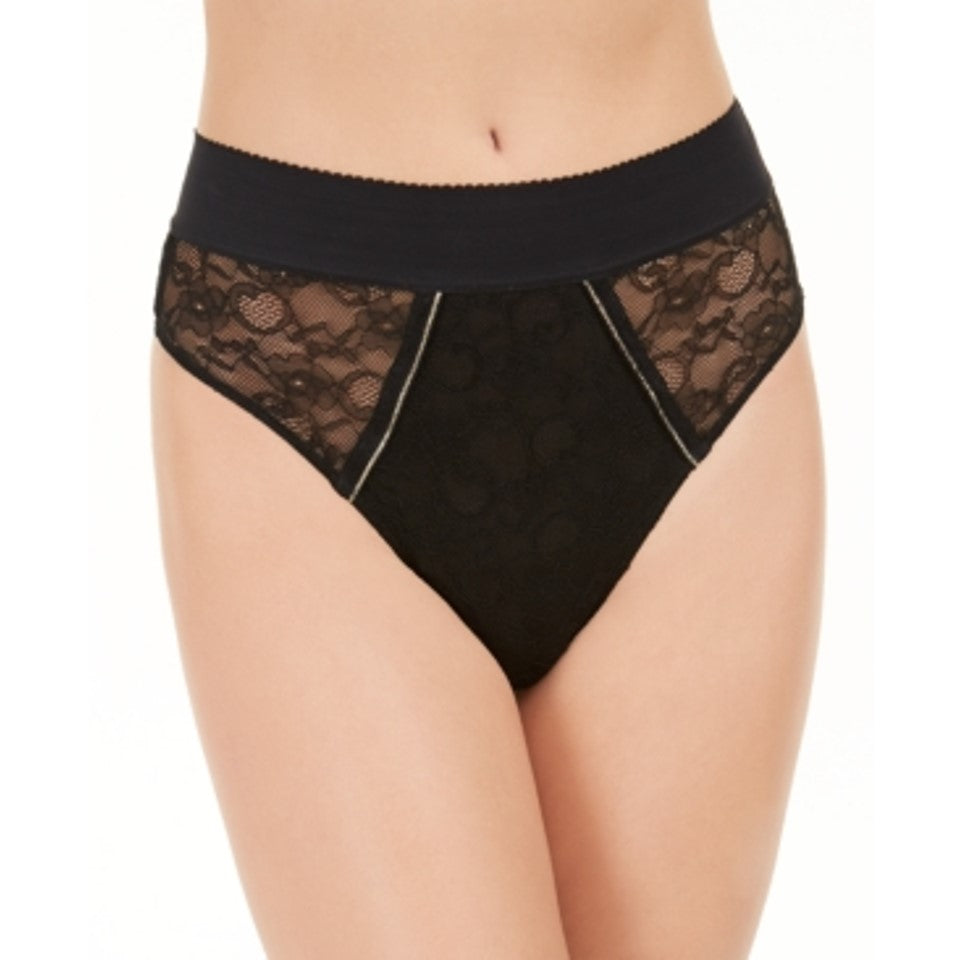 INC International Concepts Womens Lace High-Waist Thong Black Size XL