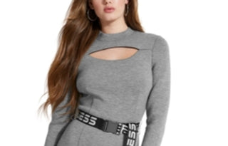 Guess Women's Cut Out Belt Charlize Sweaterdress Gray Size Large