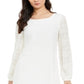 Alfani Women's Long Sleeve Scoop Neck Short Sheath Evening Dress White Size X-Large
