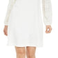 Alfani Women's Long Sleeve Scoop Neck Short Sheath Evening Dress White Size X-Large