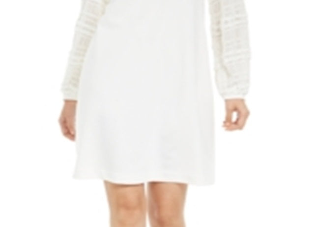 Alfani Women's Long Sleeve Scoop Neck Short Sheath Evening Dress White Size X-Large