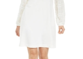 Alfani Women's Long Sleeve Scoop Neck Short Sheath Evening Dress White Size X-Large