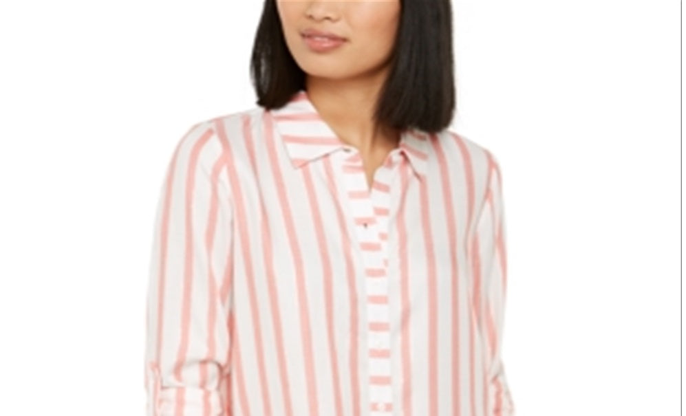 IINC International Concepts Women's Metallic Striped Blouse Orange Size X-Large