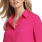 DKNY Women's Cuffed Sleeve Hidden Placket Blouse Pink Size X-Large