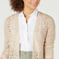Charter Club Women's Open Stitch Cardigan Completer Sweater Brown Size Large