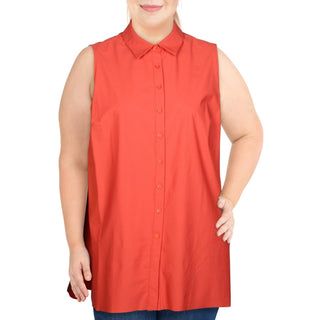 Alfani Women's Button-Down Sleeveless Button-Down Top Orange Size Large
