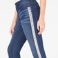 INC International Concepts Women's Embellished-Stripe Skinny Jeans Blue Size 2 Petite
