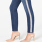 INC International Concepts Women's Embellished-Stripe Skinny Jeans Blue Size 2 Petite