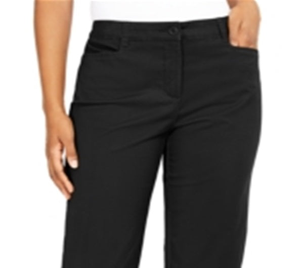 Karen Scott Women's Button Trim Cropped Pants Black Size 12