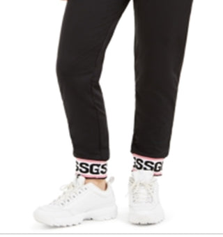 Guess Women's Nina Logo Hem Jogger Pants Black Size Large
