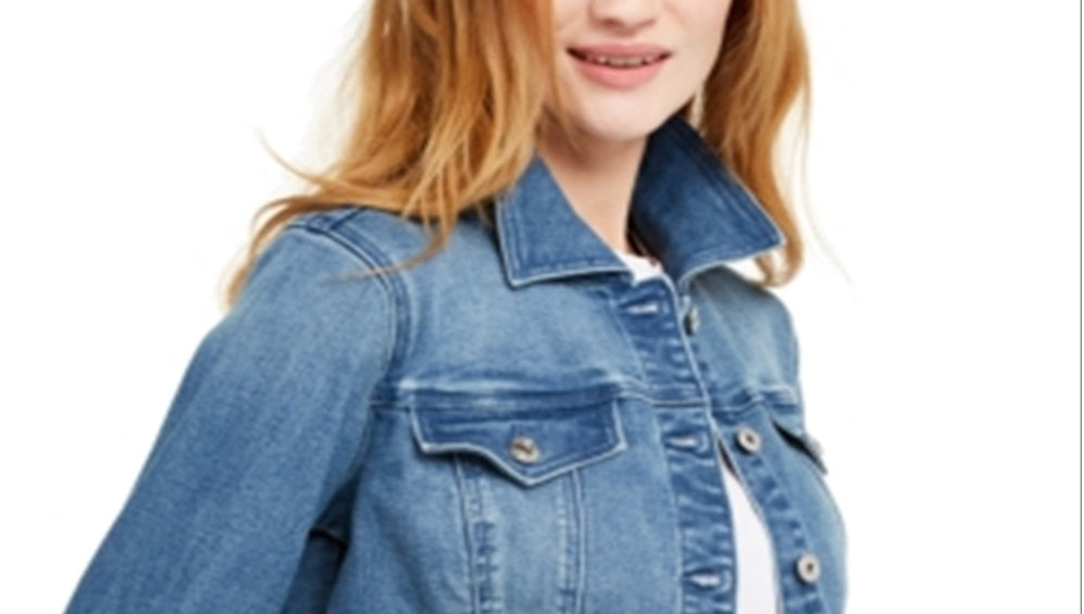 INC International Concepts Women's Cropped Denim Jacket Blue Size X-Large
