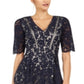 Vince Camuto Women's Short Sleeve Lace Fit & Flare Dress Blue Size 16
