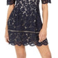 Vince Camuto Women's Short Sleeve Lace Fit & Flare Dress Blue Size 16