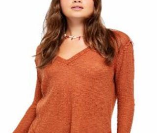 Free People Women's Ocean Air Hacci Top Brown Size X-Large