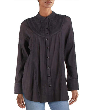 Free People Women's Boho Button Down Tunic Top Blue Size Medium