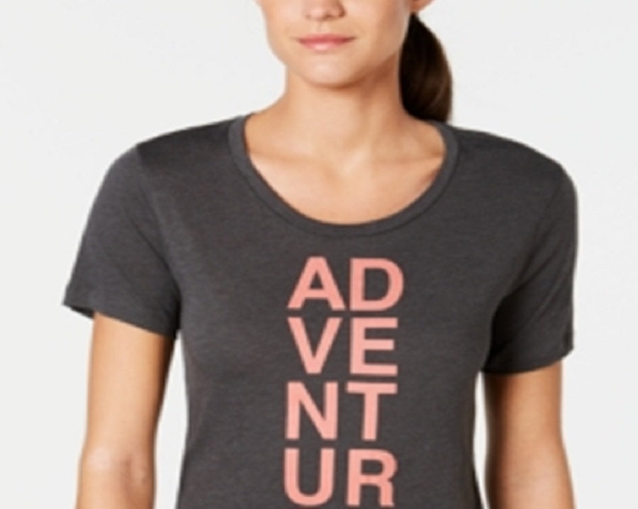 Columbia Women's Word Block Slogan Crewneck Graphic T-Shirt Gray Size X-Small