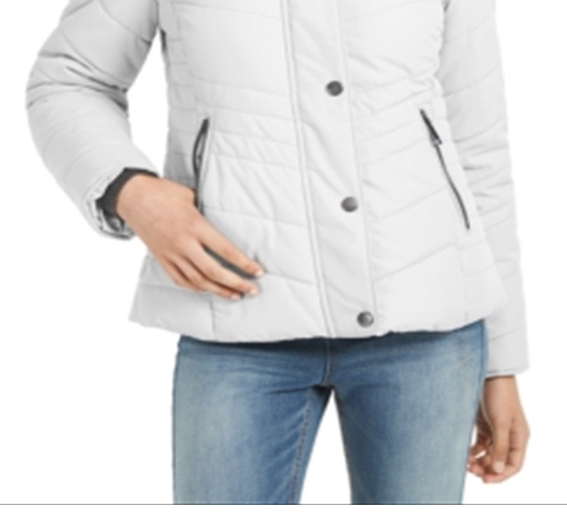 Maralyn Me Women's Zippered Puffer Coat White Size X-Large
