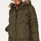 Maralyn & Me Junior's Faux Fur Trim Hooded Puffer Coat Green Size XX-Large