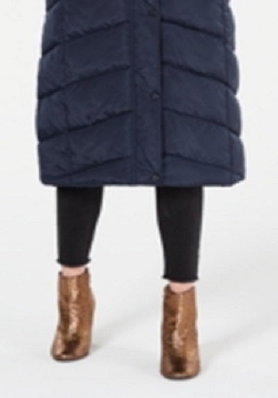 Madden Girl Women's Pocketed Puffer Coat Blue Size Medium