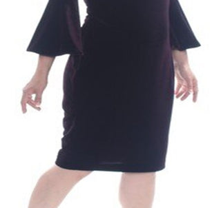 Calvin Klein Women's Bell Sleeve Velvet Dress Purple Size 4