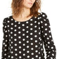 Alfani Women's Polka Dot Puff Sleeve Blouse Black Size X-Large