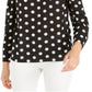 Alfani Women's Polka Dot Puff Sleeve Blouse Black Size X-Large