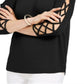 JM Collection Women's Ladder Sleeve Top Black Size Small