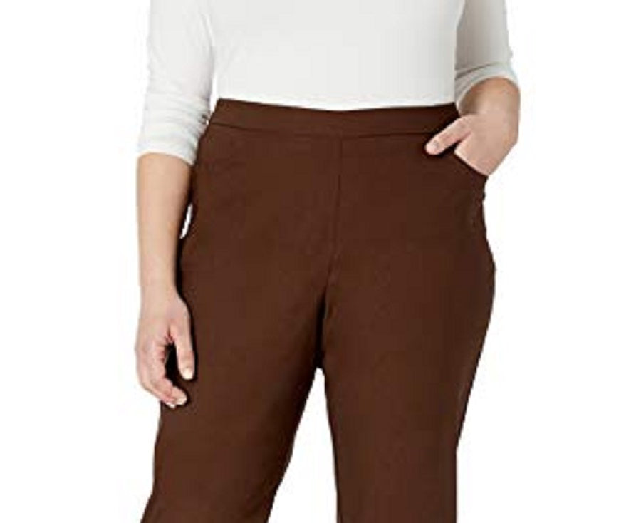 Alfred Dunner Women's Allure Slimming Stretch Pants Brown Size Petite