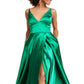 Blondie Nites Junior's Satin Lace up Plunge Gown Green Size 11