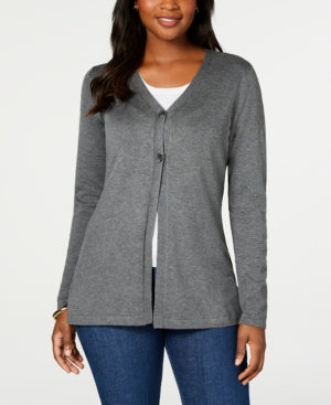 Karen Scott Women's Long Cardigan Grey Size M